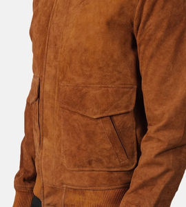<b>Men</b> <b>Suede</b> Leather <b>Bomber</b> <b>Jacket</b>/OEM Custom Brown <b>Suede</b> Leather <b>Jacket</b>/Wholesale Genuine <b>Suede</b> Fashion Casual Leather <b>Jacket</b> - Product Image 3