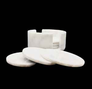 Juego de 6 Posavasos Redondos de Mármol Blanco, Hechos a Mano, para Té y Café, de Piedra Natural - Product Image 2