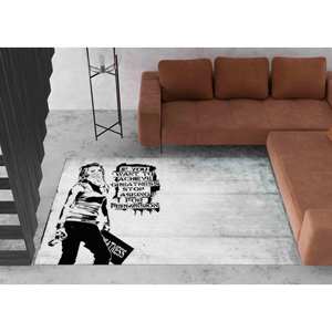 Alfombra con Diseño de Graffiti de Mujer de Banksy: Decoración Moderna para Salón, Alfombra Antideslizante, Alfombra Delgada No Tejida - Product Image 4