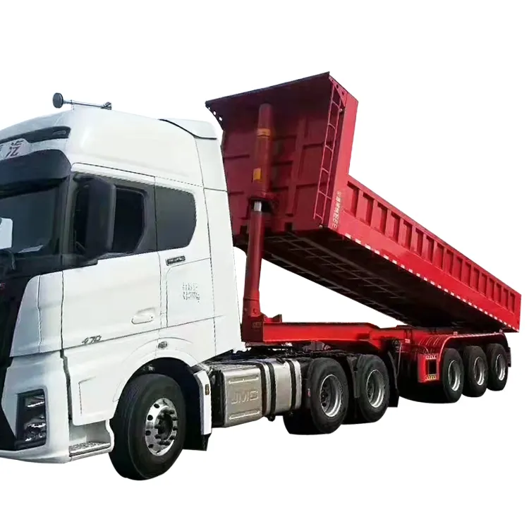 Reboque de caminhão basculante Tandem caixa basculante hidráulica para serviço pesado 50/60 Ton para venda