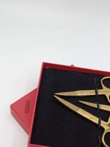 New Arrival Professional Gold Plasma <b>Mini</b> Eyebrows Scissor Sharp Straight Blade Stainless Steel Your Own Custom Logo Color - Product Image 4