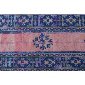 Alfombra Vintage, Alfombra Turca de 2.6x11.4 pies, Alfombra Oriental de Lana Azul y Roja - Product Image 5