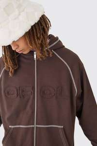 Vente en gros de sweats à capuche en molleton vintage d'hiver 100% coton pour hommes, fermeture éclair, logo personnalisé brodé, appliqué contrasté - Product Image 3