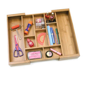 Organizador de oficina extensible de bambú ajustable con divisores de plástico extraíbles - Product Image 2