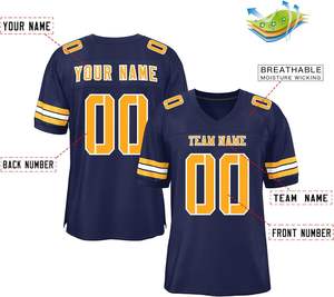 Camisetas de fútbol americano OEM, malla de poliéster de secado rápido, transpirable, estampado por sublimación, manga, rayas, ropa de equipo universitario de talla grande - Product Image 2