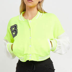 Custom <b>Plain</b> Cotton Blank Women Crop Varsity Jacket Casual Wear Trending Design Women Crop Varsity Jacket - Product Image 1