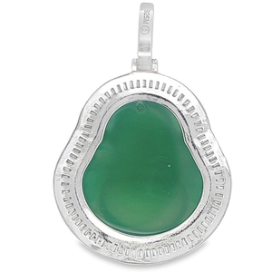 Fine <b>Jewelry</b> Pendants & Charms Green <b>Jade</b> Buddha Pendant With Diamond Border Spiritual Lucky Charm Men Luxury Statement Necklace - Product Image 4