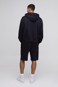 Ropa de calle Pantalones cortos de verano y conjuntos de sudadera con cremallera Logotipo de serigrafía 100% algodón de gran tamaño Heavyweight Twin Set para hombres - Product Image 2