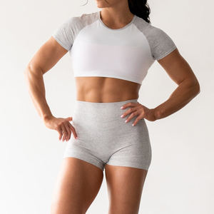 Shorts de yoga taille haute pour femmes, couleur unie, sans couture, respirants, séchage rapide, effet push-up, pour le sport et la gym - Ventes flash - Product Image 1