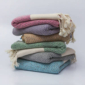 Manta nórdica 100% de algodón con estampado tejido ecológico para todas las estaciones suave borla decorativa diseño liso sofá cama sala de estar - Product Image 1