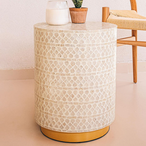 Tabouret ottoman capiz coquille maisons faites à la main hôtels meubles mosaïque nacre tabourets incrustés - Product Image 3