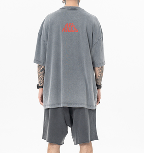 Camisetas gráficas de algodón pesado de gran tamaño con hombros caídos para hombres, camiseta Vintage con lavado ácido, camisetas personalizadas para hombres - Product Image 4