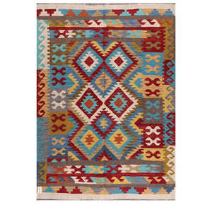 Alfombra Kilim de Maimana, Afganistán, 205 x 148 cm, Textil para el Hogar - Product Image 1