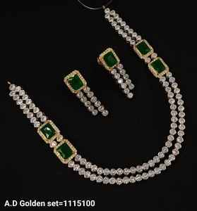 AMERICAN DIAMOND BRIDAL NECKLACE <b>SET</b> and HIGH QUALITY & CLASSIC EARRINGS <b>JEWELLERY</b> <b>SET</b> for WEDDING <b>JEWELLERY</b> CLASSIC STYLE WOMEN - Product Image 2