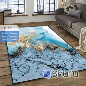 พรมฟลานเนลทันสมัย Shufu กันลื่น ผลิตจากยางเทอร์โมพลาสติก ป้องกันสารก่อภูมิแพ้ ซักเครื่องได้ ขนปานกลาง ลายแบบนามธรรม ชุดพรมปูพื้น - Product Image 1