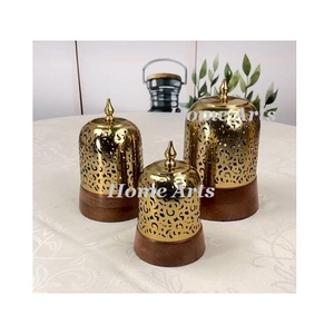 Juego de 4 quemadores Bakhoor de madera de diferentes tamaños con tapa de latón, quemador Oud de forma redonda del mejor proveedor de la India - Product Image 3