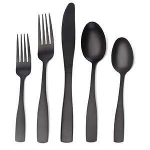 Juego de cucharas de postre mate negro de acero espejado, 5 piezas, cubiertos artesanales, gran oferta, cucharas y tenedores de postre, cubiertos, cubiertos mate - Product Image 3