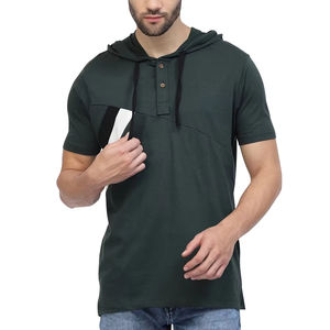 Wholesale Custom Men's Winter Cotton Hooded T-<b>shirt</b> Zipper Breathable Lightweight Casual Gym Wear Stylish Fashion logo Printing - Product Image 1