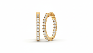 Women's <b>14K</b> <b>Gold</b> & Natural Diamond Eternity Style <b>Hoop</b> <b>Earrings</b> | Daily Wear Jewelry - Product Image 4