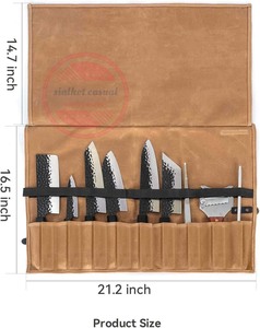 Bolsas de rollo de cuchillos de cuero genuino personalizadas más vendidas, bolsas de herramientas para cuchillos a la venta - Product Image 2