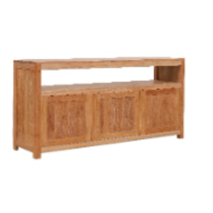 Mesa de TV de madera maciza Buffet de 3 puertas con estante Marco de teca de diseño de mediados de siglo de Indonesia para uso en hoteles y cocinas - Product Image 2
