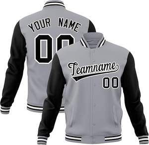Chaqueta de hombre personalizada con logotipo de estilo callejero de talla grande, diseño universitario, chaqueta de cuero Letterman Varsity bordada con Flash - Product Image 2