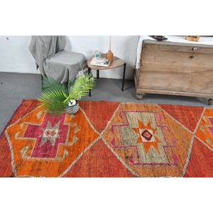 Tapis Kilim Turc Vintage Orange Rose 3.3 X 11.1ft Classique Tissage Plat Tressé Patchwork Motif Laine Matériel Latex pour Couloir - Product Image 2