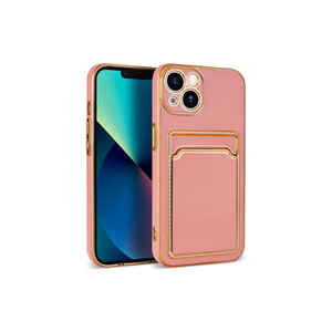 JoieCreatif Premium Rose Gold Silicone <b>Card</b> <b>Holder</b> Case for iPhone 13 Shockproof Wallet Cover - Product Image 1