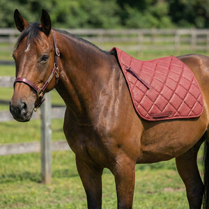 Selle de dressage luxueuse en mousse et coton matelassée à losanges bordeaux, polyvalente pour l'entraînement, le saut et l'équitation - Product Image 2