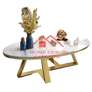 Table basse en marbre artificiel avec pieds en fer et cadre en acier inoxydable, design moderne pour salon - Product Image 6