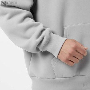 Sweat à capuche surdimensionné en éponge française Vintage personnalisé 100% coton lourd délavé à l'acide gris vieilli avec motif imprimé - Product Image 4