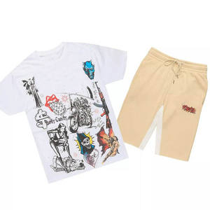 <b>Men</b> T <b>Shirt</b> and Short Set <b>Summer</b> Two Piece Sportswear Outfit <b>for</b> Gym Training Fitness Running Workout Daily Wear - Product Image 1