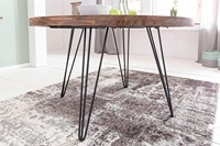 Sheesham – Table à manger ronde moderne, diamètre 120x77x77 cm, en bois massif, pour maison de campagne, Table de cuisine marron