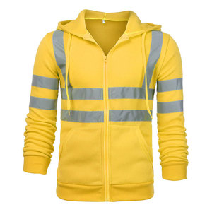 เสื้อแจ็คเก็ตสะท้อนแสงสีเหลืองสำหรับผู้ชาย พร้อมซิปและกระเป๋า เหมาะสำหรับงานอุตสาหกรรมและเพื่อความปลอดภัย - Product Image 1