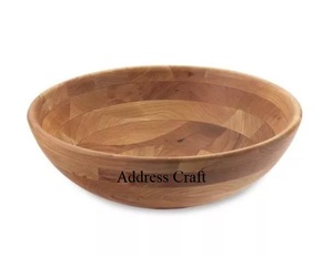 Cuenco de madera de acacia pulido, juego de vajilla, platos, vajilla personalizada, ensaladera, ensaladera de madera con diseño de borde de corteza - Product Image 2