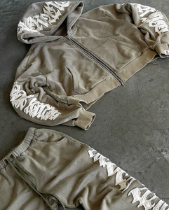 400 GSM ชุดวอร์มมีฮู้ดสำหรับผู้ชายชุดวอร์มปักตามสั่งชุดผ้าปะติดขนาดใหญ่เสื้อผ้าแนวสตรีทแฟชั่นใช้ได้ทั้งชายและหญิง - Product Image 6