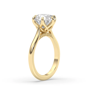 Bague de fiançailles solitaire de luxe vintage pour femme en moissanite portugaise taille brillant, en argent sterling 925 plaqué or jaune 18 carats - Product Image 5