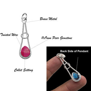 Bijoux de créateur faits à la main en laiton plaqué or et argent 18 carats collier long pendentif avec pierre précieuse émeraude poire pour enfants - Product Image 4