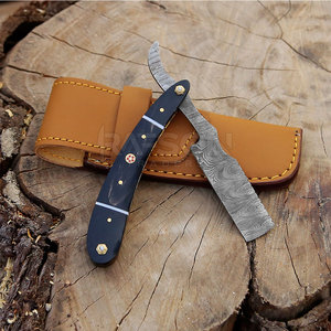 Maquinilla de afeitar recta profesional de acero inoxidable de Damasco, maquinillas de afeitar plegables reutilizables para barberos profesionales del afeitado - Product Image 5