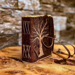 Embossed <b>Tree</b> of Life Leather Journal Handmade key lock Grimoire Deckle Vintage Paper Book of Shadows Spell softcover Notebook - Product Image 4