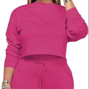 ชุดเซ็ทลำลองสองชิ้นสำหรับผู้หญิง สไตล์สตรีทแฟชั่น ฤดูใบไม้ผลิ ผ้าโพลีเอสเตอร์/คอตตอนผสม ขนฟลีซ ระบายอากาศได้ดี ใส่สบายทุกวัน 2026 - Product Image 1