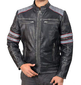 Veste en cuir pour homme, fermeture éclair, manches longues, mode, Durable - Product Image 1