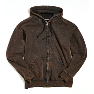 Nouvelle collection – Sweat à capuche zippé 100 % coton délavé à l'acide pour homme avec services OEM – Nouveau style, séchage rapide, haute qualité - Product Image 1