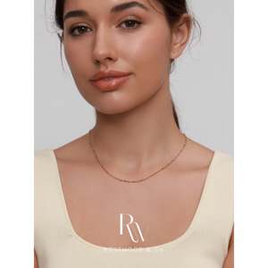 Collana Sottile Delicata Placcata Oro 18K con Catena Arcobaleno e Perline Geometriche, con Ciondolo Inossidabile, Idea Regalo - Product Image 6