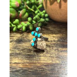 Navajo Handmade Kingman Turquoise Sterling <b>Silver</b> <b>Cross</b> <b>Ring</b> Bezel Set Christian Statement Jewelry - Product Image 3