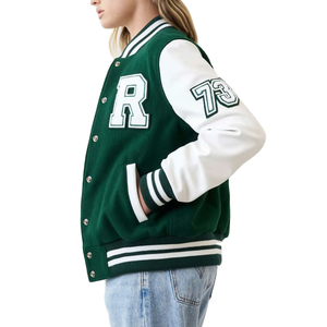 Veste bomber courte élégante pour femmes, veste de baseball varsity de qualité supérieure, vestes en laine et en cuir, personnalisation OEM, vente en gros d'usine - Product Image 2