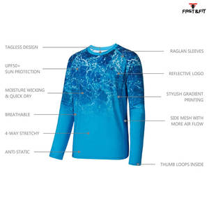 Sublimación Diseño Protección solar Ropa de pesca Ligero Alta calidad Hombres Pesca Camisetas para la venta - Product Image 3
