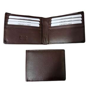 <b>Men's</b> Bifold <b>Slim</b> <b>Wallet</b> Genuine Leather with Short Style Card Holder Open Closure Corporate/Business Gifting Nylon Lining - Product Image 3