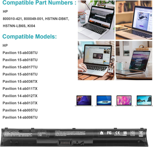Pour pavillon 14-ab000 15-ab000 17-g000 série batterie de remplacement pour ordinateur portable KI04 14.8V 41Wh Li-Ion - Product Image 5