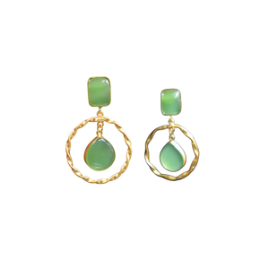 Boucles d'oreilles fantaisie en laiton plaqué or mat avec pierre, design tendance, pour femmes et filles - Product Image 3